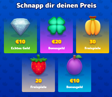 Übersicht über die erhältlichen Preise beim Online Casino Spiel Bonus Crab