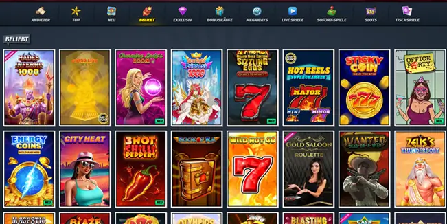 Auszug aus der Slotauswahl im Online Casino AllySpin